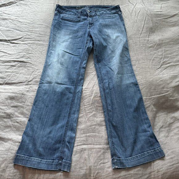 Ariat Women's Jeans 34R Blue Med Rise Bootcut Trousers Western Dark Wash 36x32 - Picture 1 of 11